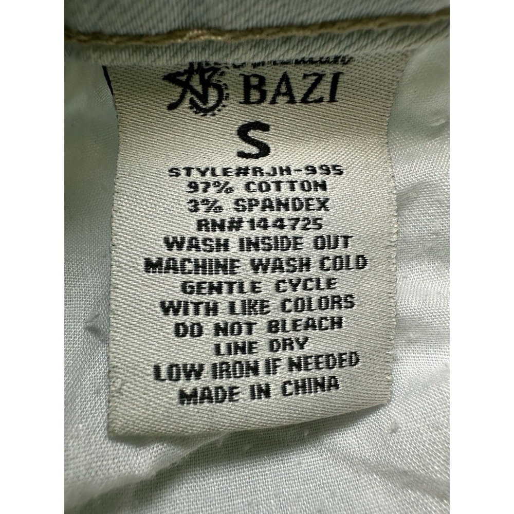 American Bazi Crop Flare Hippie‎ Retro Blue Jeans Raw Hem Women's SMALL - Picture 8 of 11